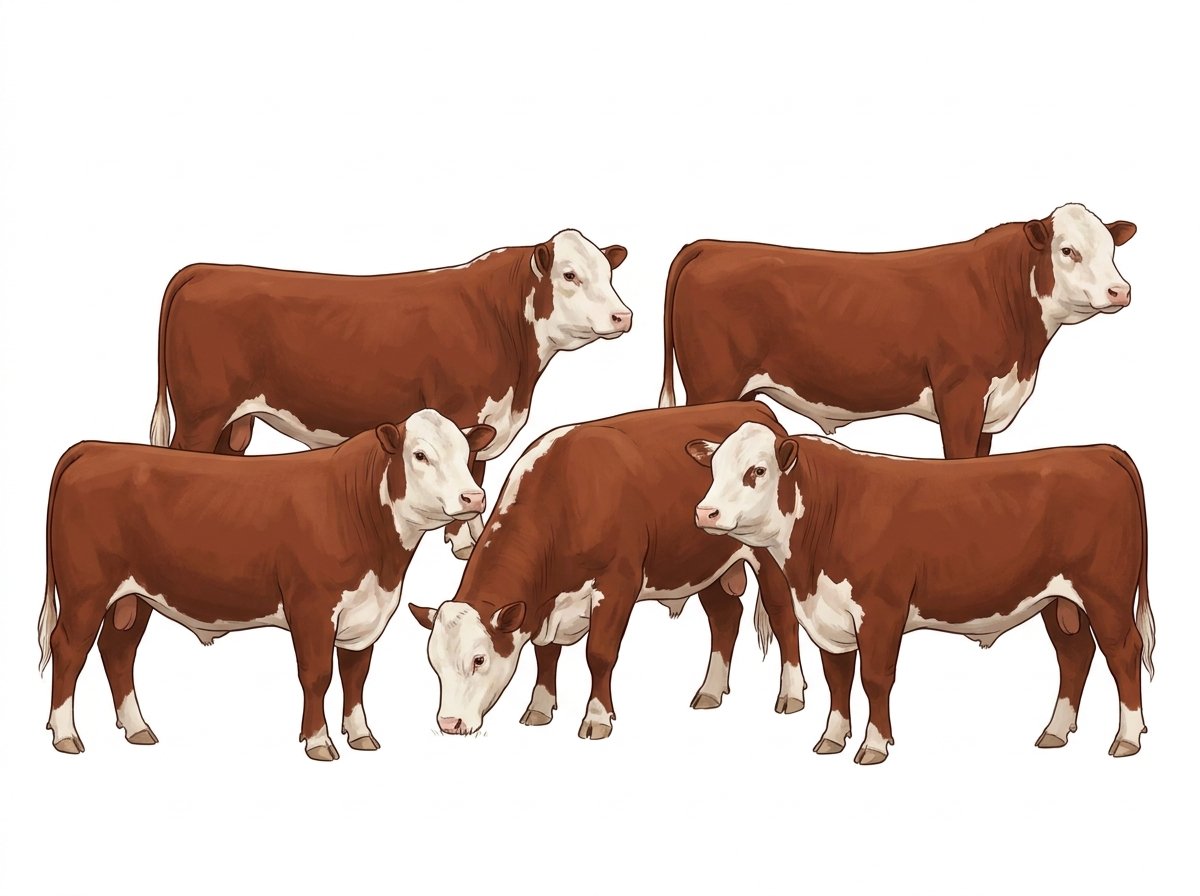 Five Hereford Bulls
