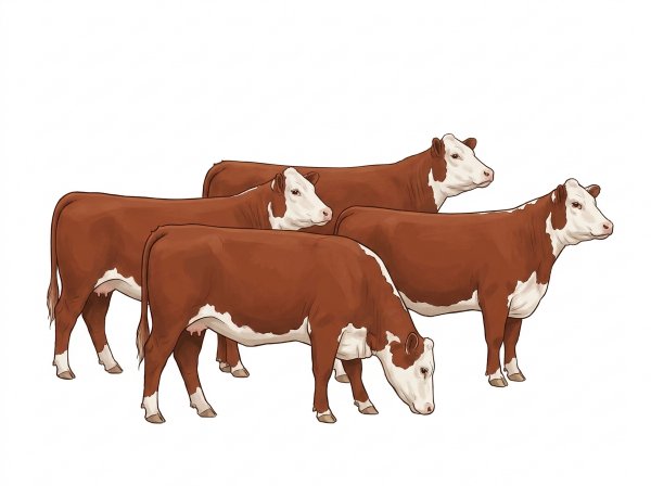 Five Hereford Heifers